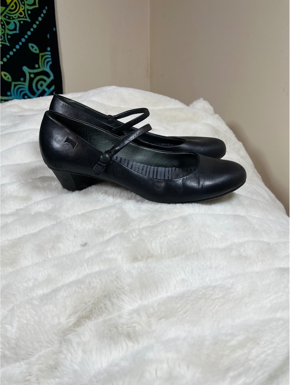 Camper Black Leather EU 39/US 8.5 Mary Jane Work Office Fall Spring Retro Shoes